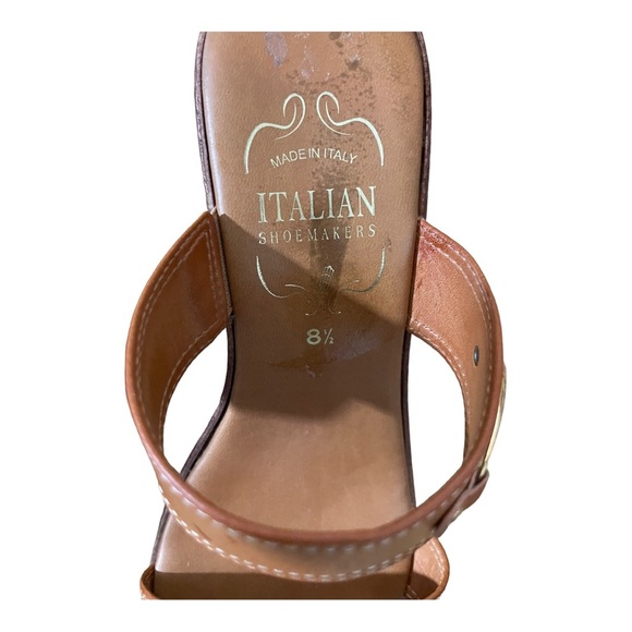 Italian shoemaker womens slip on platform sandal leather color. Size 8.5 - Picture 12 of 12